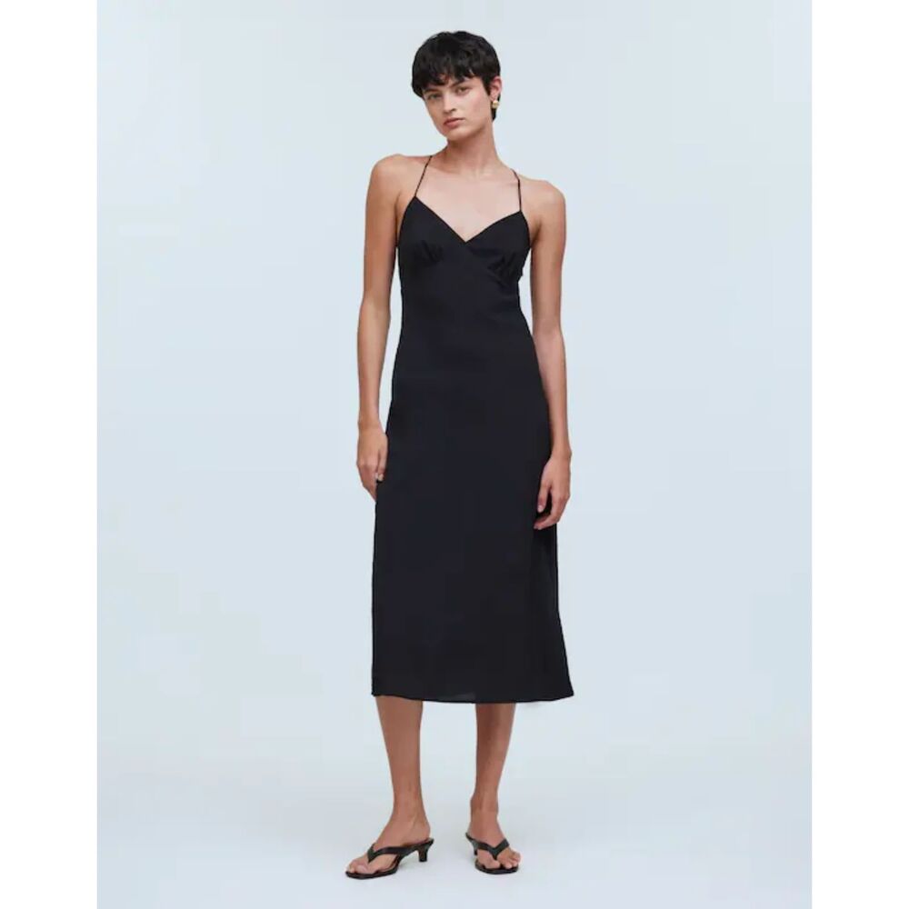 Madewell Women's Black The Layton Midi Slip Dress Size 14